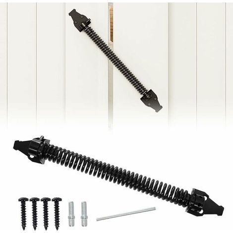 Ferme-ressort de portail de 35,6 cm, fermeture automatique de porte réglable en métal, ressort de fermeture noir pour barrière de porte en bois et vinyle (360 mm) (1/4)
