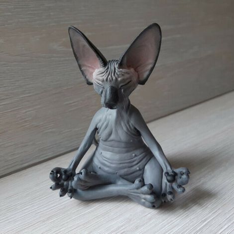 Verspielte Buddha-Katzenstatue, Sphinx, Meditationskatze, künstlerische Skulptur, Statue (1/5)