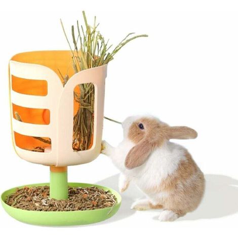 Rabbit Food Bowl, 2 in 1 Automatic Guinea Pig Feeder, Small Animal Feeder, Hay Feeder for Chinchillas, Rabbits, Guinea Pigs MUMU (1/4)