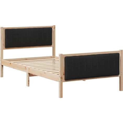 Lit simple,Lit Adulte,Cadre de lit Marron et noir 100 x 200 cm Bois massif en pin CFW602902 (1/5)