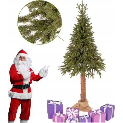 ALBERO DI NATALE ARTIFICIALE ABETE SU TRONCO 180 CM COME UN PE VIVO 100% DENSO REALE (1/5)