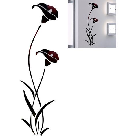 Jeffergarden Autocollant mural miroir fleur amovible, autocollant mural moderne, décoration de la maison (1/5)