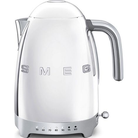 Smeg – Bouilloire chromée 1,7 L avec réglage de température 50-100°C – Acier inoxydable – Base 360° – KLF04SSEU