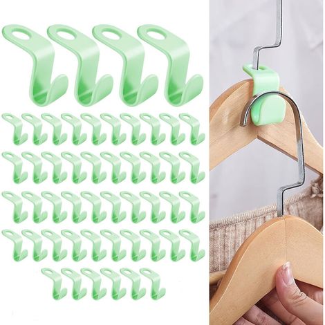 Pack of 50 Hanger Hook, Extension Clip, Connector Hooks for Space Saving Mini Cascading Hangers Organizer for Wardrobe Space Saving (Pink) (1/5)