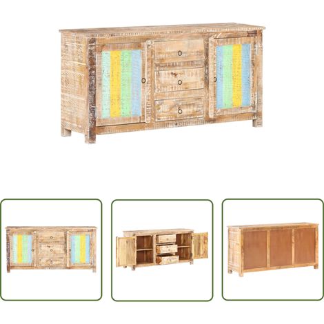 The Living Store Buffet 151x40x75 cm Bois d'acacia brut - Buffet - Armoire - Meuble De Salon - Bois D'acacia - Design Vintage (1/5)
