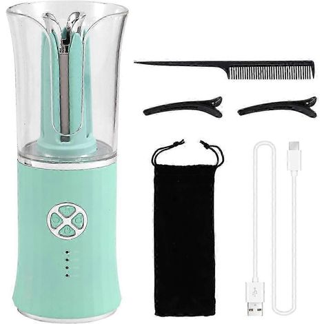 Fer à friser portable sans fil à chauffage rapide, 4 réglages de température ajustables, charge automatique pour une sécurité optimale contre les brûlures. (1/5)