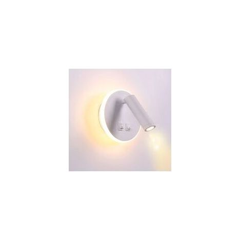 LED Bedside Lights Indoor Hotel Wall Lamp Bed Wall Lights Corridor Wall Lamp with Switch --Neutral Light, White (Round)