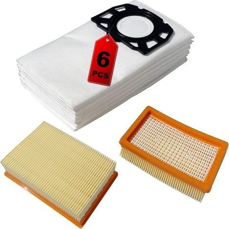 2 Filter und 6 Beutel für Karcher wd4 wd5 p 2.863-006.0 KFI 487 KFI 4410 wd5p wd6 premuim wd6 p mv4 mv5 mv6 2.863-005.0 Staubsaugerbeutel Zubehör (1/5)