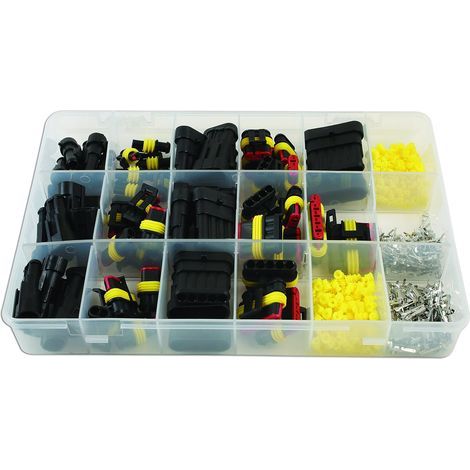 Kit 424 Connecteurs Électriques Étanches Assortis, Cosses Mâles et Femelles 1 à 6 Pôles, Accessoires de Connexion Câblage Automobile (1/5)