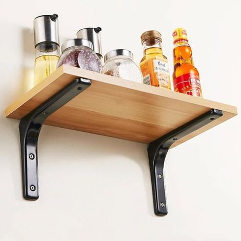 10 Pcs Equerre Etagere Murale Noir, Equerre Metal 150mm x 125mm, Equerre Charge Lourde Support Etagere Murale (1/4)