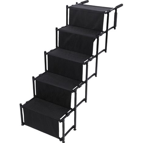 Escalier chien voiture 5 marches pliable – Supporte 110,23lbs portable échelle SUV camion lit haut, pratique (1/5)