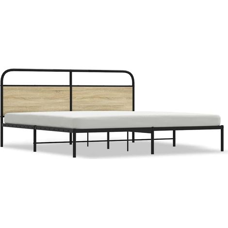 Maison Exclusive - Metallbett ohne Matratze Sonoma-Eiche 200x200