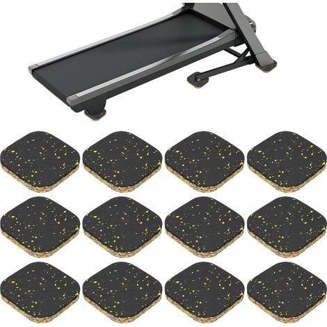 12 Pcs Tapis de Treadmill, 4x4x0.6 Tapis de Sol Anti-Vibration en Mousse Haute Densité Anti-Bruit pour Équipement d'exercice Protection, Jaune (1/5)