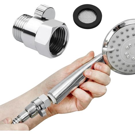 Shower Head Stop Valve, Solid Brass G1/2 Water Flow Control with Handle Lever, Chrome Shut Off Valve for Hand Shower and Bidet (1/5)