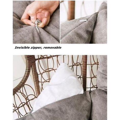 Housse De Coussin De Chaise D'oeuf Suspendu, Coussins De Rechange For Balançoire De Hamac Extérieur, démontable et lavable,Noir (1/5)