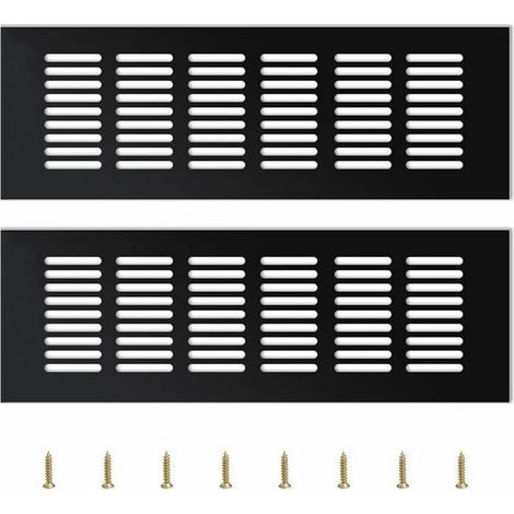 2 Pièces Grille Daération Extérieure,Grille Aeration Aluminium Grille Daération Extérieure Grille Aeration Reglable,Noir (1/5)