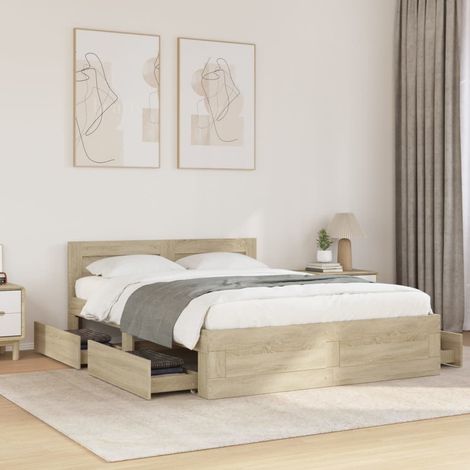 vidaXL Giroletto Testiera Rovere Sonoma 140x200 cm Legno Multistrato