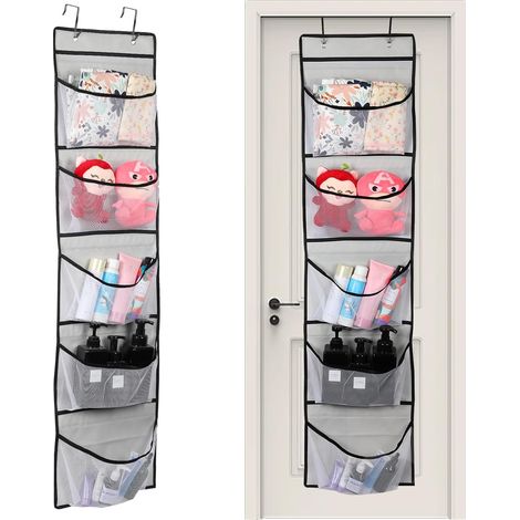 Almacenamiento para colgar en la puerta – 5 bolsas de malla – juguetes/habitación – gris – práctico y elegante