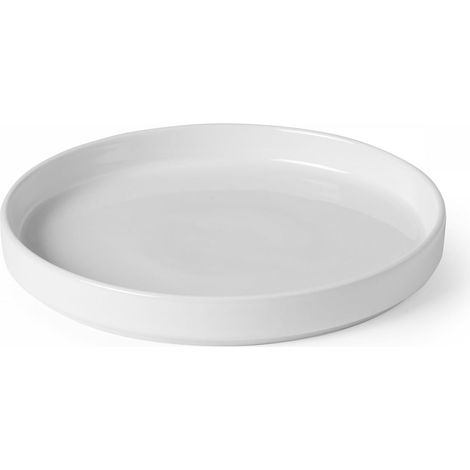 Assiette plate à bord haut, Oslo, ⌀200mm, porcelaine blanche émaillée (1/2)