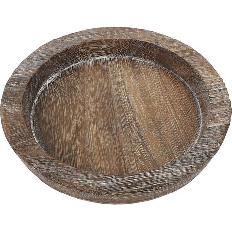 Plateau à bougie rond en bois, simple et lumineux, pour la maison ou la table.-20.5x20.5cm-Brown (1/3)