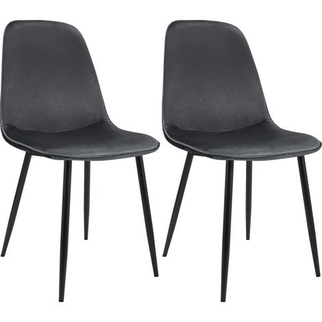 Juego de 2 Sillas de Comedor Maryam Gris oscuro Terciopelo