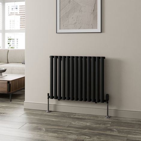 Black Oval Column Designer Radiator Vertical Horizontal 600 x 780mm Single Panel (1/5)