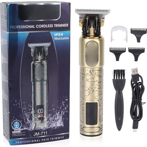 Tondeuse à Cheveux Rechargeable avec Affichage LCD et Guide de Coupe (Bronze)