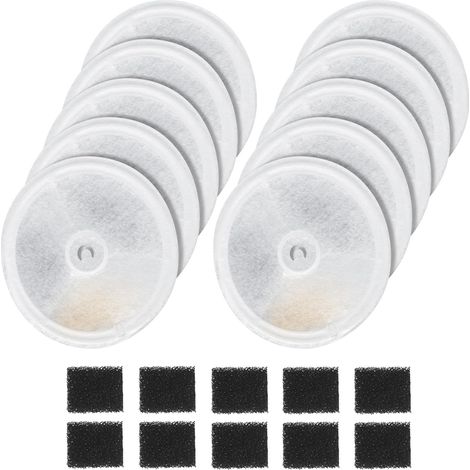 10 Stück Katzenbrunnen Filter und 10 Stück Pumpe Schwamm, Verbessert Filter Units 3.0 mit Harz und Aktivkohle für 2L/1.8L Automatische intelligenter Katzenbrunnen