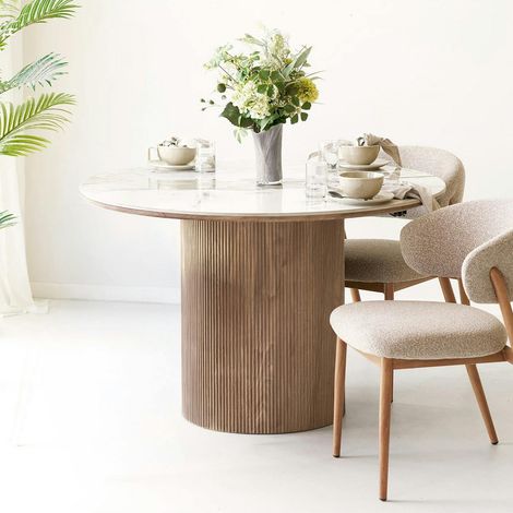 Table ronde extensible en céramique marbrée 120/160/200 cm PRATO (1/5)