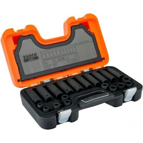 BAHCO - Jeu mixte de douilles à choc 6 pans 1/2", dimensions métriques, 20 pièces
