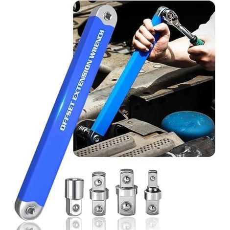 Clé d'extension décalée avec cliquet zéro degré, clé à chocs adaptateurs entraînement carré 1/2", 1/4", 3/8", outil professionnel de réparation automobile(1 pcs) (1/5)
