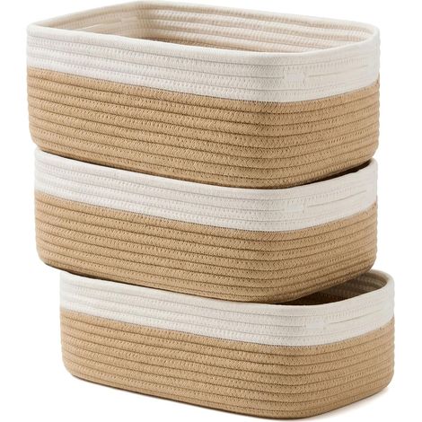 Aufbewahrungskörbe – 3er-Set – Gewebte Baumwolle – Mit Griffen – Für Bad und Wohnzimmer – 28 x 18 x 11 cm (1/5)