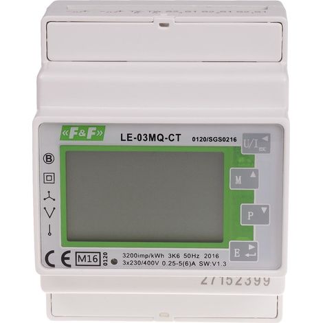 Contatore intermedio trifase bidirezionale, semi-indiretto, Modbus RTU, 100(5)A. (1/5)