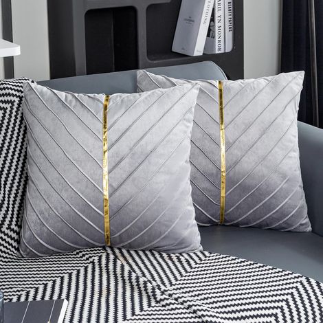 Sollbry Housse Coussin 45x45 gris Velours Moderne Coussins de Canapé Or Décoratifs Doux d'automne Taies d'oreiller pour Canapé Chambre Salon Lit, Lot de8 (1/5)