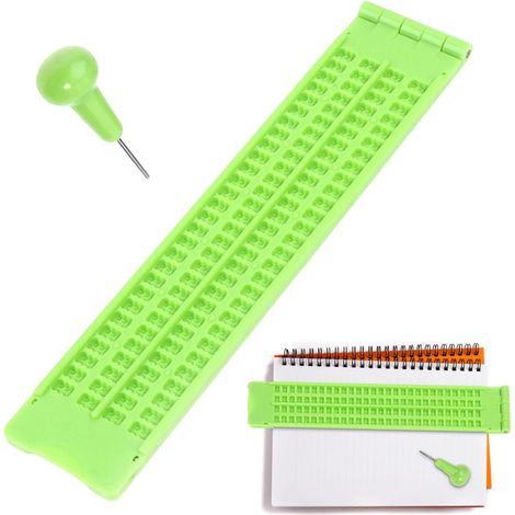 Ardoise Braille - 4 Lignes 28 Celles Aide à l'Entraînement pour Aveugles,Kit d'Apprentissage Autodidacte du Braille - Pour Apprenants Enseignants Éducation à la Maison Famille (1/5)