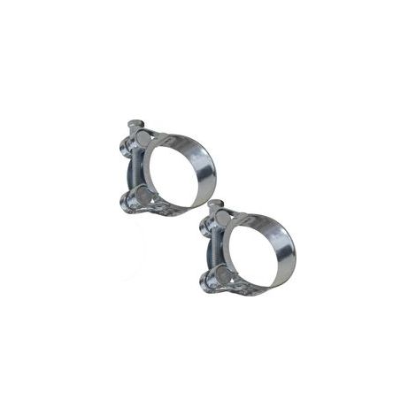 Lot de 2 colliers de serrage à tourillon 74-79 mm - largeur de la bande 24 mm - en acier - couleur argent - fluides clé plate tuyaux gaines ventilation