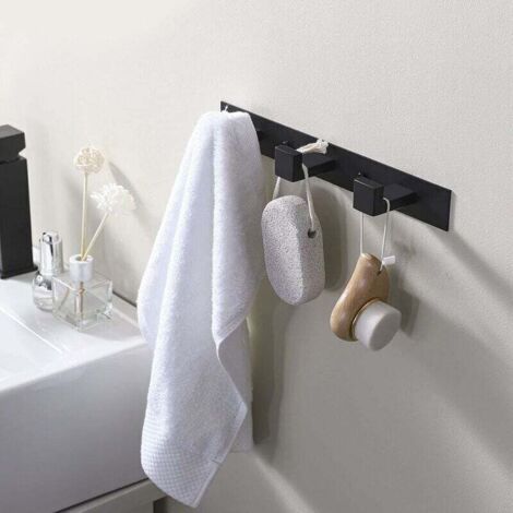 NALOOKAMIC Porte Manteau Salle de Bain Mural à 3 Crochets Porte Manteau Mural Patère Salle de Bain Acier Inoxydable SUS304 Noir Mat