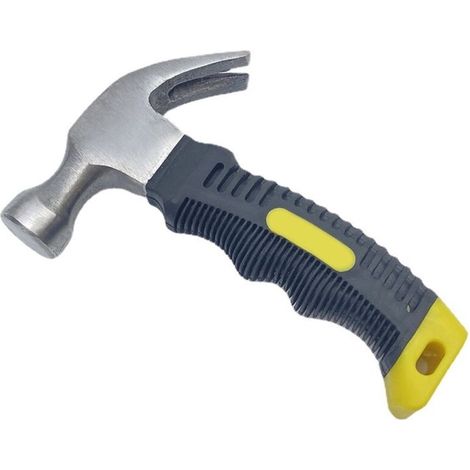 Claw hammer mini claw hammer convenient hammer small hammer claw hammer children's hammer nail hammer carbon steel hammer 1 piece gray plus yellow (1/5)