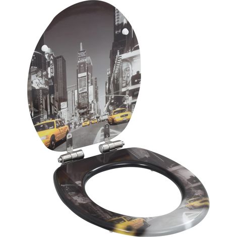 lot de 2 Siège WC MDF Couvercle à fermeture en douceur New York CFW16171 (1/5)