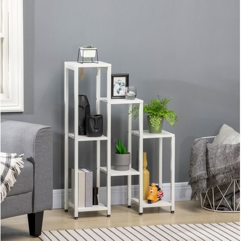 Étagère porte-plantes en bois blanc, 7 niveaux, 65 x 23 x 94,5 cm, structure verticale gain de place (1/5)