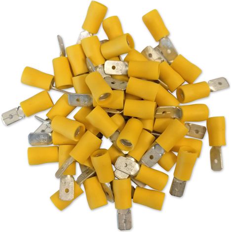 CONNETTORI ELETTRICI MASCHI GIALLI 6,3 SACCHETTO DA 50 CONNETTORI