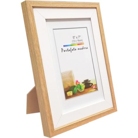 Marco de Foto Decoración Madera con Soporte de Pie y Doble Capa Fino Para Mesa o Pared 10x15 13x18 15x20 18x24 20x25 20x30 24x30 30x40 40x50 cm (1/5)
