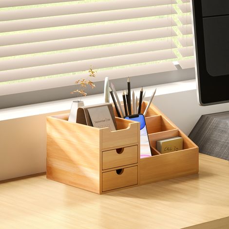 33x20, 5x15, 5 cm - Organisateur de bureau en bambou, organisateur de bureau (1/4)