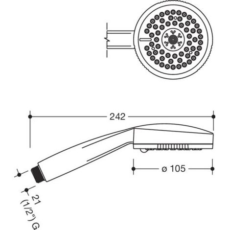 HEWI 950.33.E037 Douchette à main, ø 105 mm (1/2)