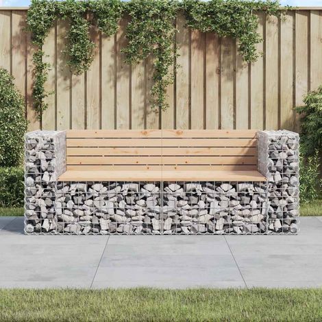 vidaXL Banc de jardin design gabion 184x71x65,5 cm bois massif de pin (1/5)