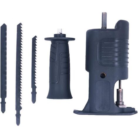 Adaptateur de scie alternative portable avec 3 lames - Accessoire de perceuse pour la coupe de métal et de bois