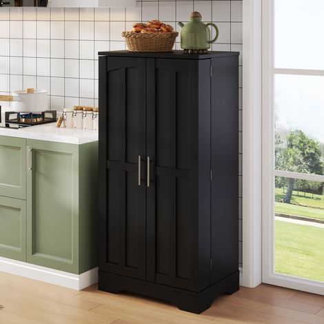 Hochschrank mit LED-Sensorlicht 120x60x40 MDF Schwarz OKMYHOME (1/5)