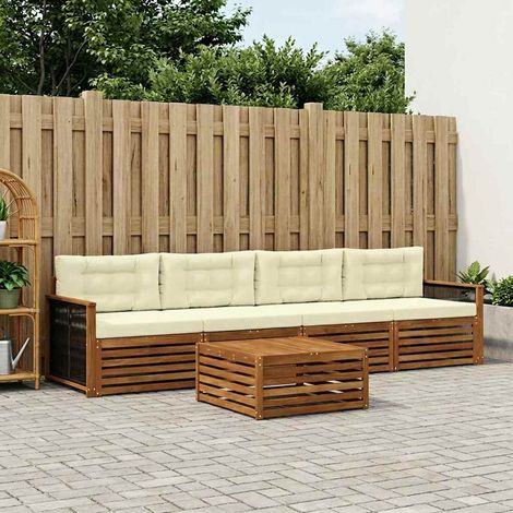 vidaXL Outdoor-Sofagarnitur mit Kissen 5 pcs Natur und Creme (1/5)