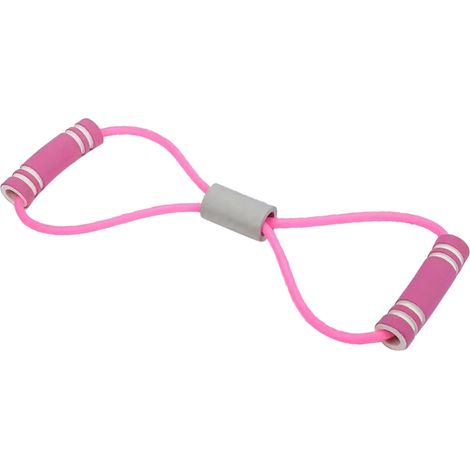 Sangle d'étirement en forme de 8 pour bras et épaules - Bande élastique ajustable fitness rose (1/5)
