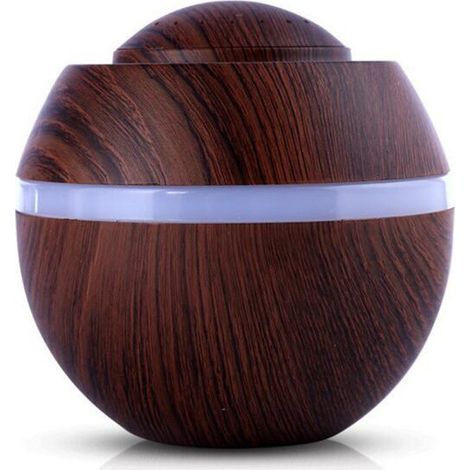 MINKUROW 500ml Mini Humidificador Difusor Ultrasónico Grano De Madera Aceites De Aromaterapia Humidificador Led Lámpara De Fragancia Con 7 Colores Spa Gratis Para Yoga Dormitorio Oficina (A) (1/5)